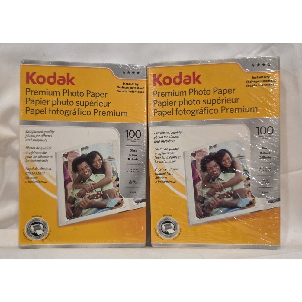 Kodak Premium Ultra Photo Paper Gloss 4"x6" 100‎ Sheets X 2